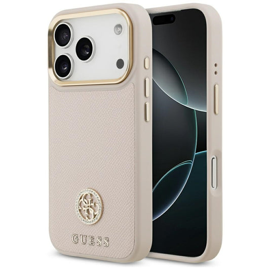 Husa MagSafe za Apple iPhone 17 Pro, Guess, Grained Strass Logo, Roze
