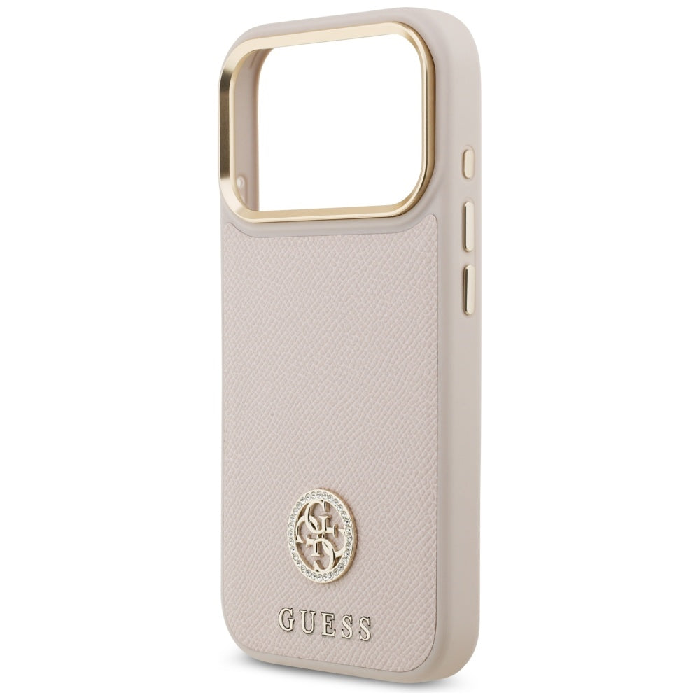Husa MagSafe za Apple iPhone 17 Pro, Guess, Grained Strass Logo, Roze