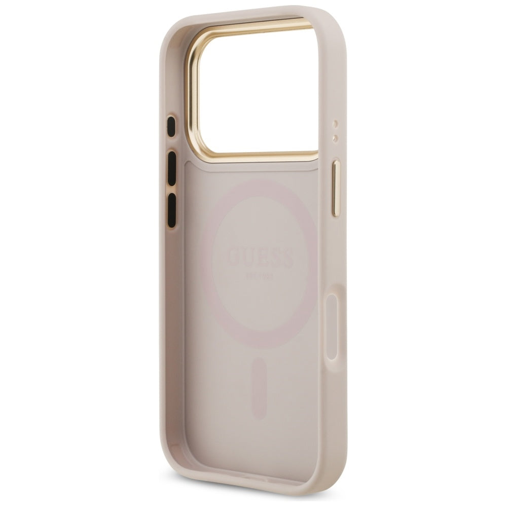 Husa MagSafe za Apple iPhone 17 Pro, Guess, Grained Strass Logo, Roze