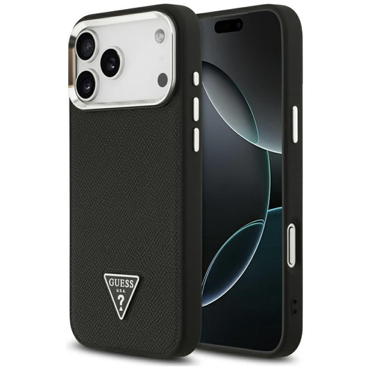 Futrola MagSafe za Apple iPhone 17 Pro, Guess, Grained Triangle Logo, Crna