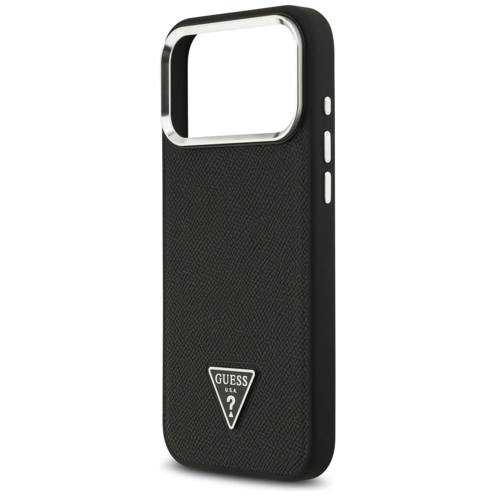Futrola MagSafe za Apple iPhone 17 Pro, Guess, Grained Triangle Logo, Crna