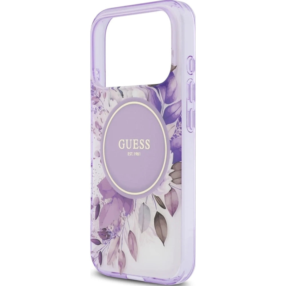 Futrola MagSafe za Apple iPhone 17 Pro, Guess, IML Flower & Tonal Circle, Ljubičasta