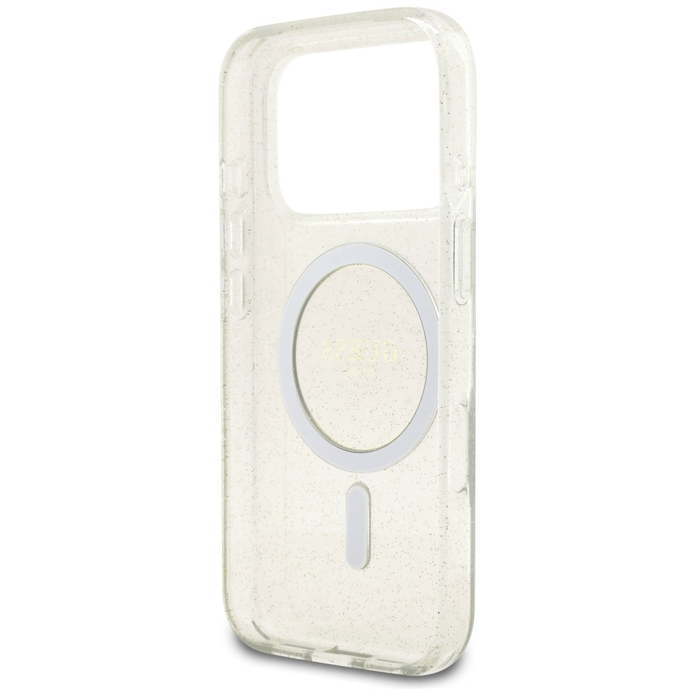 Futrola MagSafe za Apple iPhone 17 Pro, Guess, IML Glitter sa perl trakom, Transparentna
