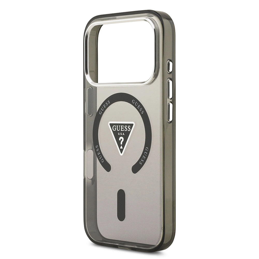 Futrola MagSafe za Apple iPhone 17 Pro, Guess, IML Gradient Triangle Logo, Crno Srebrna