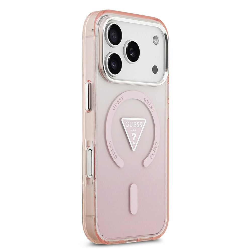 Futrola MagSafe za Apple iPhone 17 Pro, Guess, IML Gradient Triangle Logo, Roze