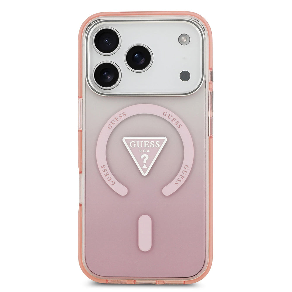 Futrola MagSafe za Apple iPhone 17 Pro, Guess, IML Gradient Triangle Logo, Roze