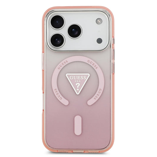 Futrola MagSafe za Apple iPhone 17 Pro, Guess, IML Gradient Triangle Logo, Roze