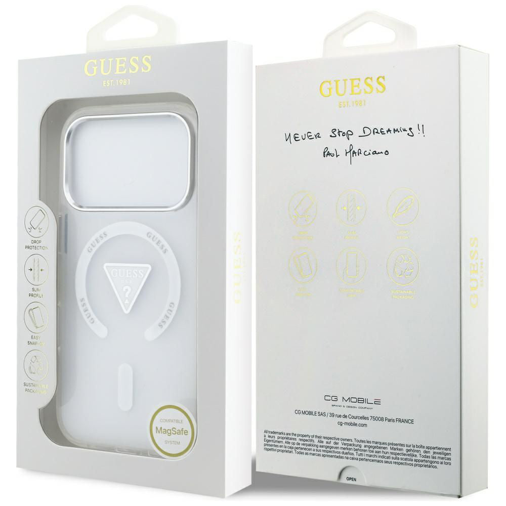 Futrola MagSafe za Apple iPhone 17 Pro, Guess, IML Gradient Triangle Logo, Transparentna