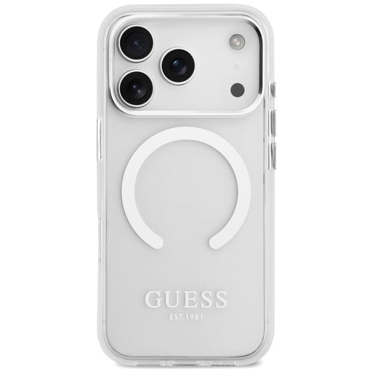 Futrola MagSafe za Apple iPhone 17 Pro, Guess, Metal Outline, Srebrna