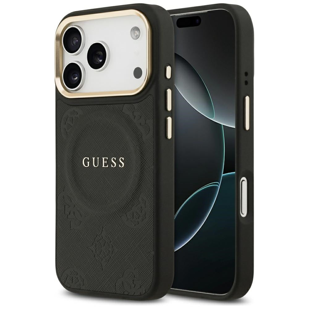 Husa MagSafe za Apple iPhone 17 Pro, Guess, Peony Hot Stamp, Crna