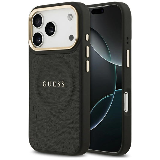 Husa MagSafe za Apple iPhone 17 Pro, Guess, Peony Hot Stamp, Crna