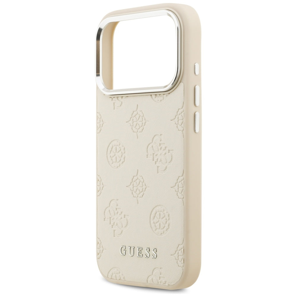 Husa MagSafe za Apple iPhone 17 Pro, Guess, Peony Hot Stamp Script, Bež