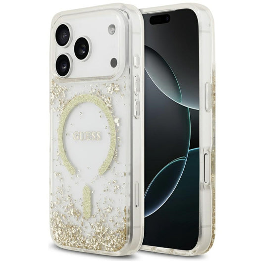 Husa MagSafe za Apple iPhone 17 Pro, Guess, Resin Bottom Glitter, Zlatna