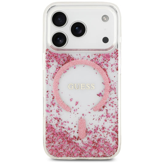 Futrola MagSafe za Apple iPhone 17 Pro, Guess, Resin Bottom Glitter, Roze