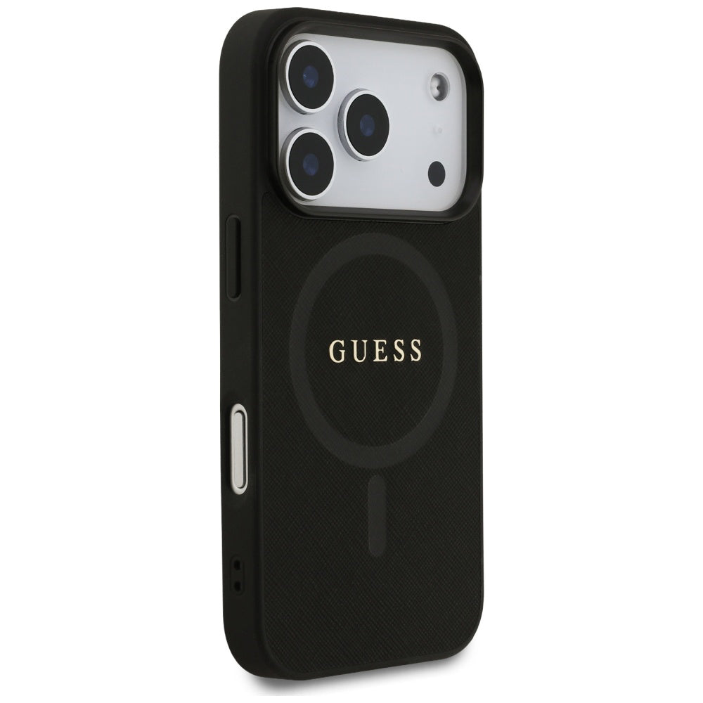 Futrola MagSafe za Apple iPhone 17 Pro, Guess, Saffiano Classic Logo, Crna