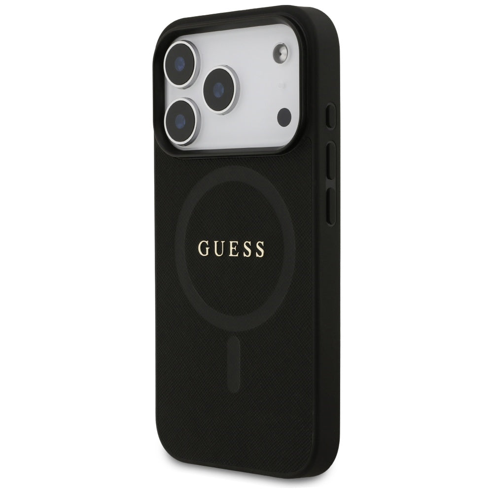 Futrola MagSafe za Apple iPhone 17 Pro, Guess, Saffiano Classic Logo, Crna
