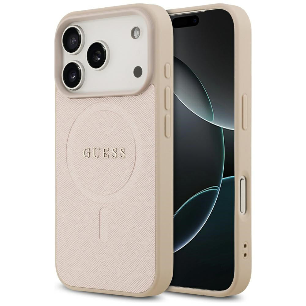 Futrola MagSafe za Apple iPhone 17 Pro, Guess, Saffiano Classic Logo, Roze