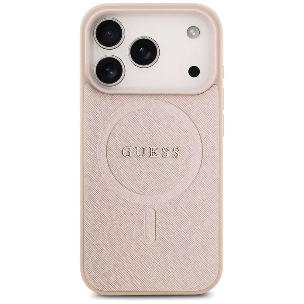 Futrola MagSafe za Apple iPhone 17 Pro, Guess, Saffiano Classic Logo, Roze