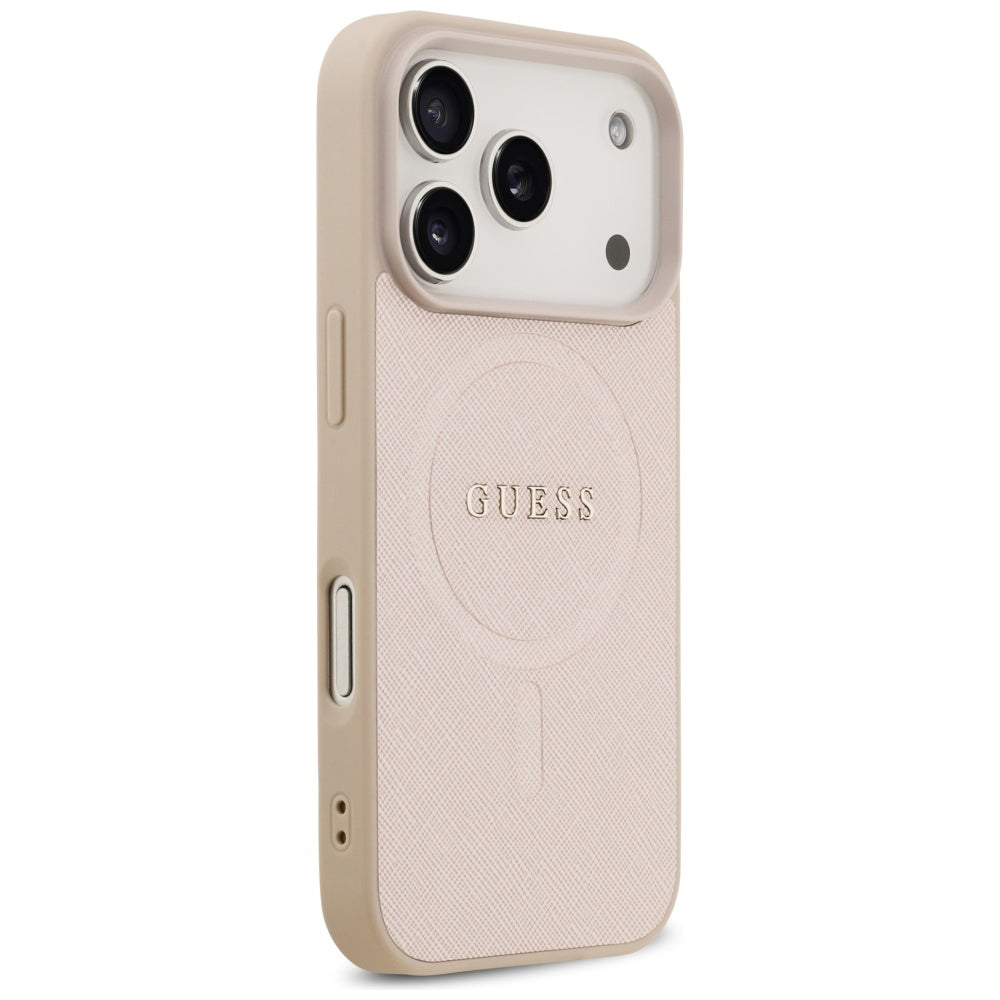 Futrola MagSafe za Apple iPhone 17 Pro, Guess, Saffiano Classic Logo, Roze