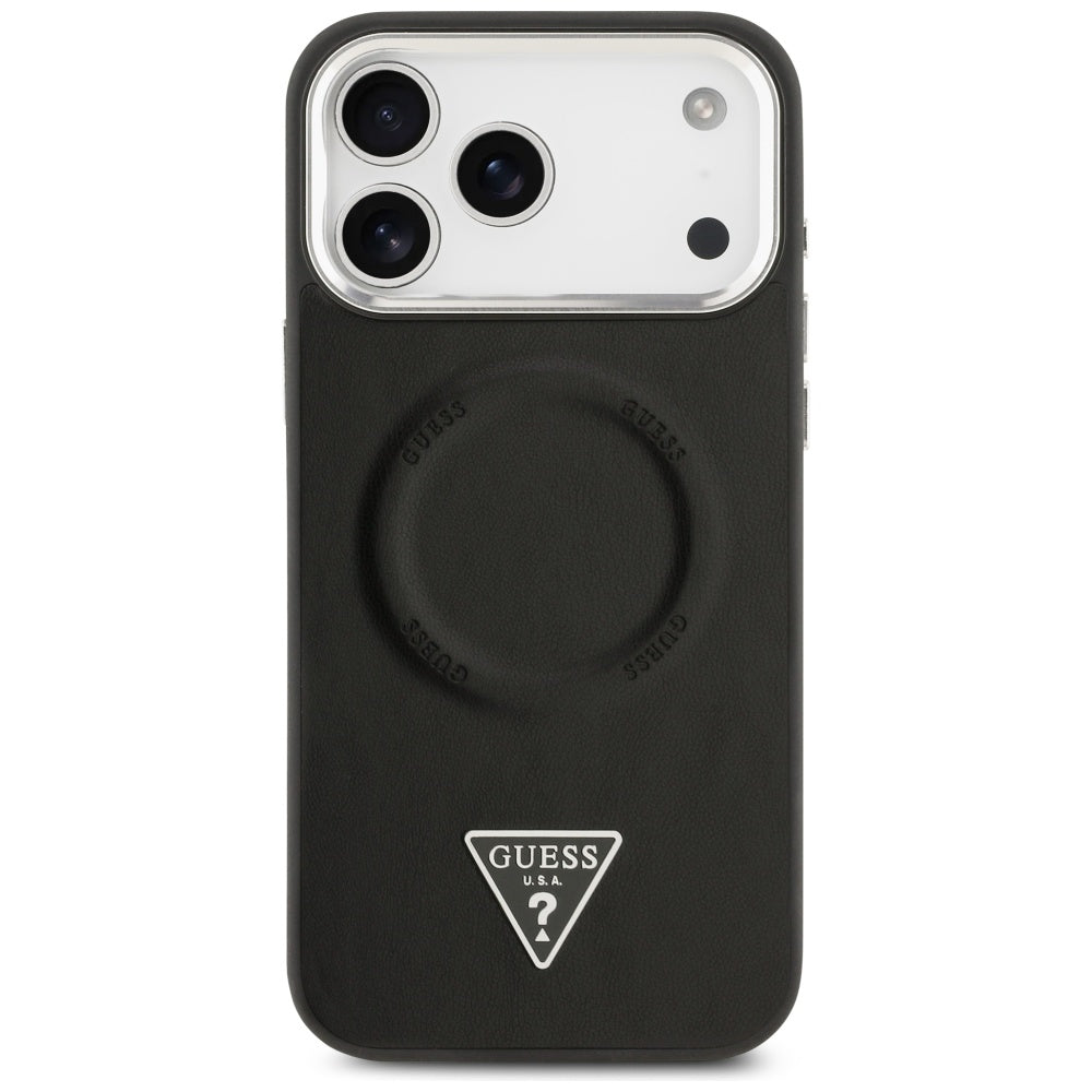 Futrola MagSafe za Apple iPhone 17 Pro, Guess, Triangle Logo, Crno Srebrna