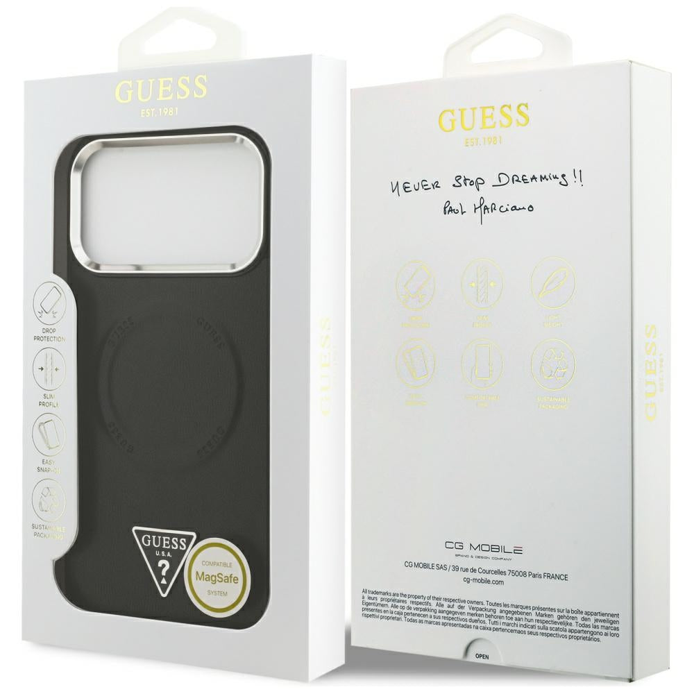 Futrola MagSafe za Apple iPhone 17 Pro, Guess, Triangle Logo, Crno Srebrna