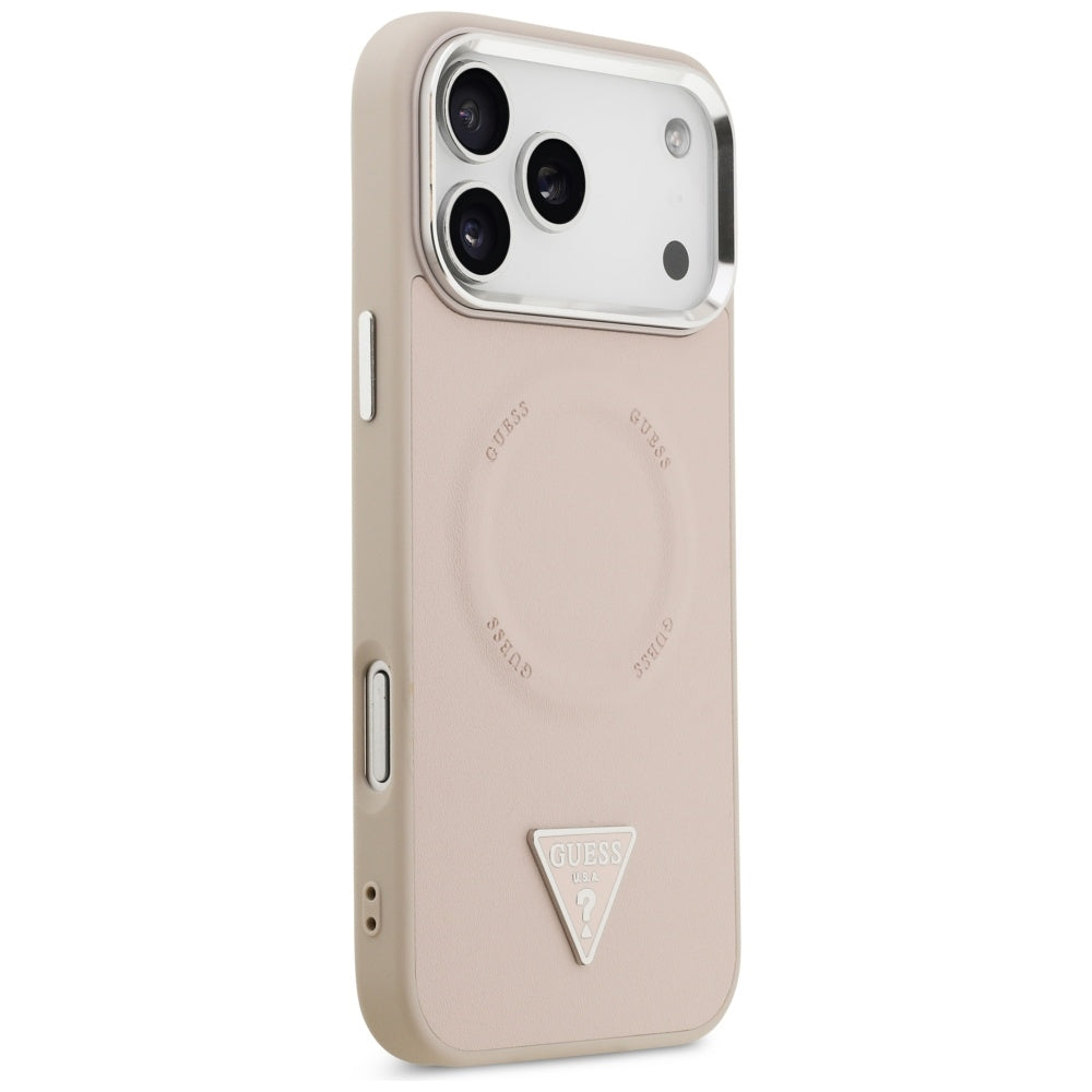 Futrola MagSafe za Apple iPhone 17 Pro, Guess, Triangle Logo, Roze Srebrna