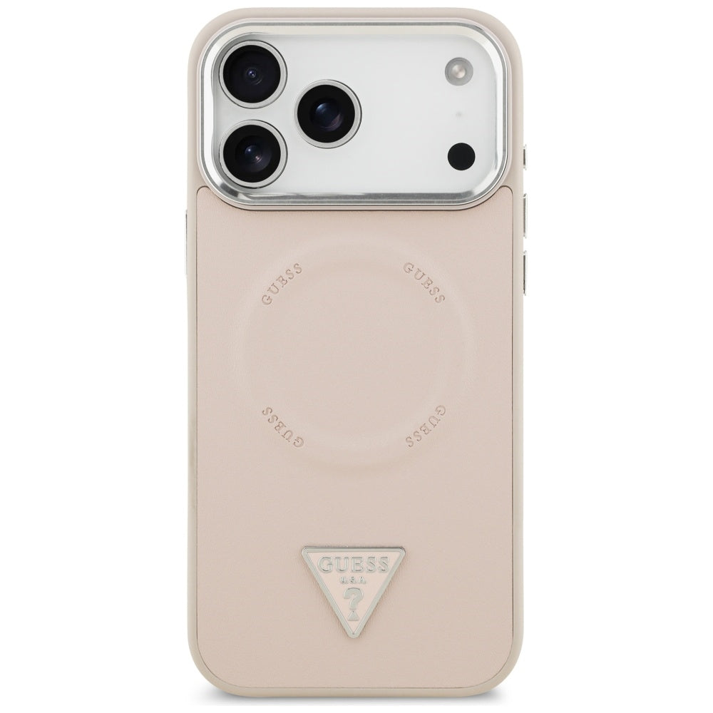 Futrola MagSafe za Apple iPhone 17 Pro, Guess, Triangle Logo, Roze Srebrna