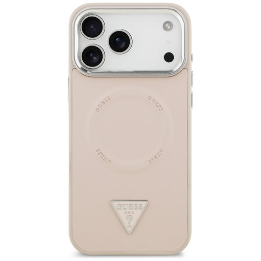 Futrola MagSafe za Apple iPhone 17 Pro, Guess, Triangle Logo, Roze Srebrna