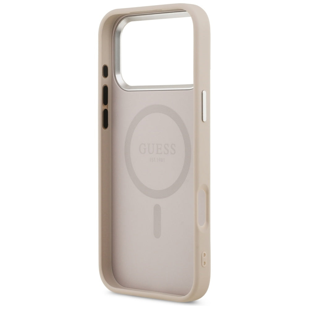 Futrola MagSafe za Apple iPhone 17 Pro, Guess, Triangle Logo, Roze Srebrna