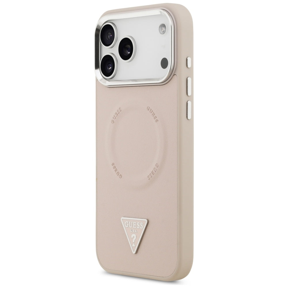 Futrola MagSafe za Apple iPhone 17 Pro, Guess, Triangle Logo, Roze Srebrna