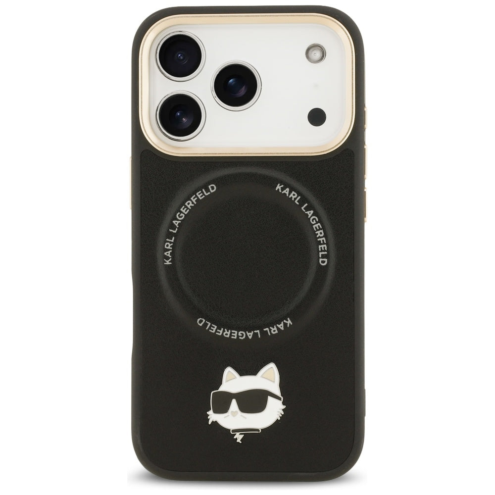 Futrola MagSafe za Apple iPhone 17 Pro, Karl Lagerfeld, Big Strap Choupette Metal Logo, Crna