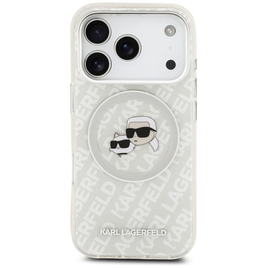 Futrola MagSafe za Apple iPhone 17 Pro, Karl Lagerfeld, Glitter Karl & Choupette Head, Bela
