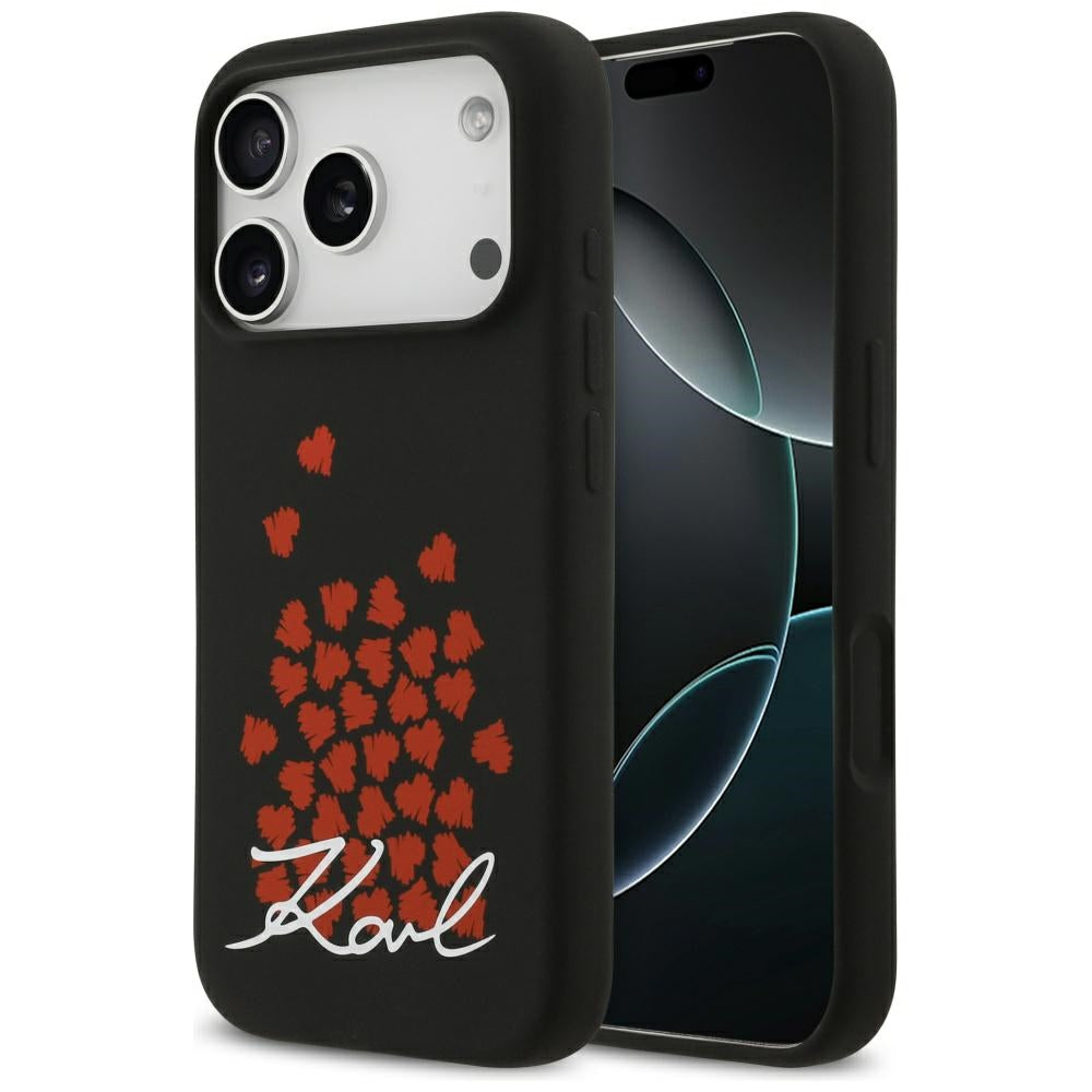 Futrola MagSafe za Apple iPhone 17 Pro, Karl Lagerfeld, Heart Sign Logo, Crna