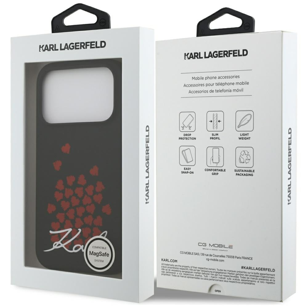 Futrola MagSafe za Apple iPhone 17 Pro, Karl Lagerfeld, Heart Sign Logo, Crna