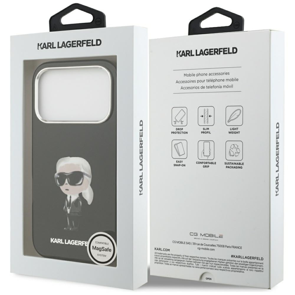 Futrola MagSafe za Apple iPhone 17 Pro, Karl Lagerfeld, IML Aquarelle Karl Ikonik, Crna