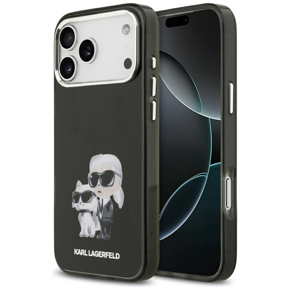 Futrola MagSafe za Apple iPhone 17 Pro, Karl Lagerfeld, IML Aquarelle Logo Karl & Choupette, Crna