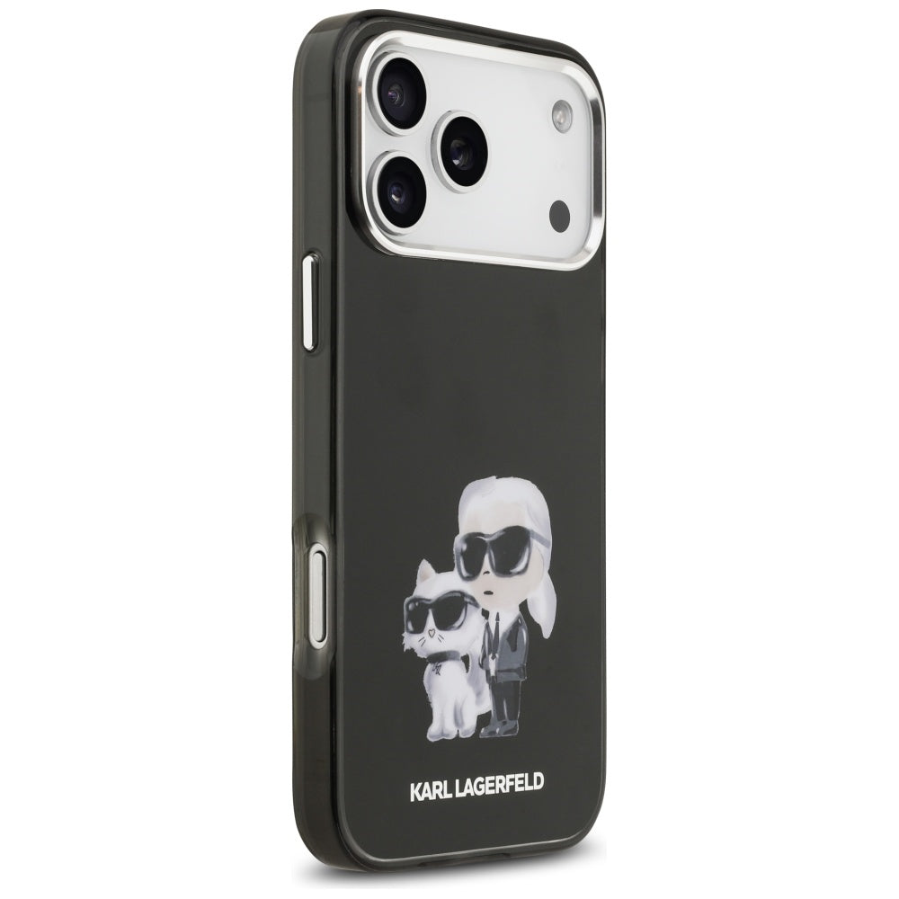 Futrola MagSafe za Apple iPhone 17 Pro, Karl Lagerfeld, IML Aquarelle Logo Karl & Choupette, Crna