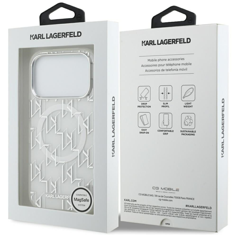 Futrola MagSafe za Apple iPhone 17 Pro, Karl Lagerfeld, IML KL Monogram, Bela