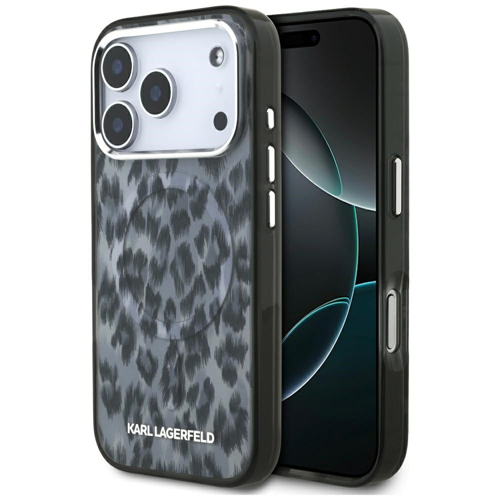Futrola MagSafe za Apple iPhone 17 Pro, Karl Lagerfeld, IML Leopard Pattern, Crna