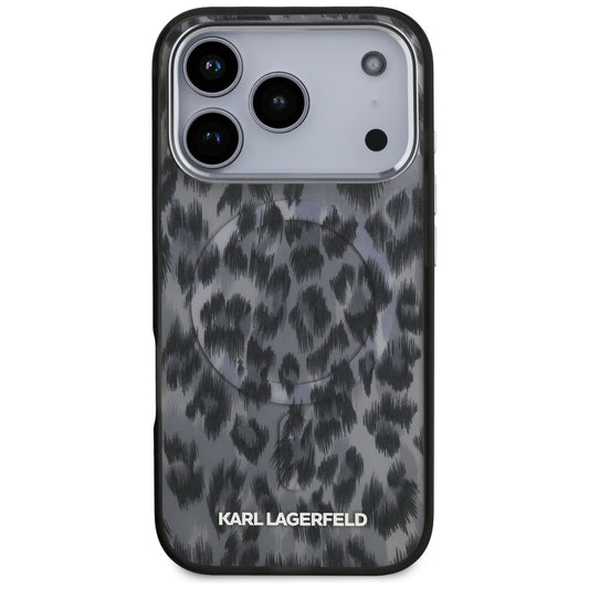 Futrola MagSafe za Apple iPhone 17 Pro, Karl Lagerfeld, IML Leopard Pattern, Crna
