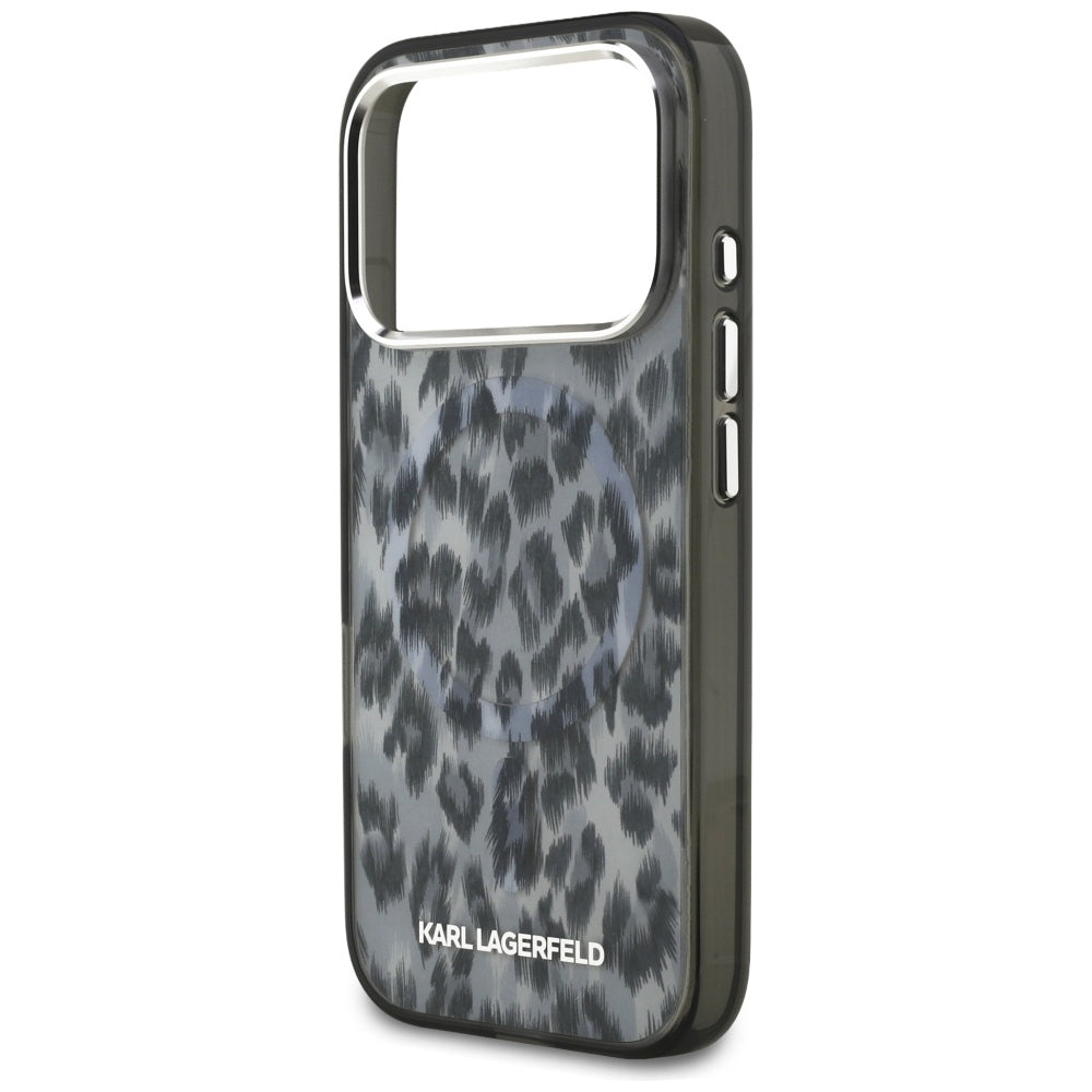 Futrola MagSafe za Apple iPhone 17 Pro, Karl Lagerfeld, IML Leopard Pattern, Crna