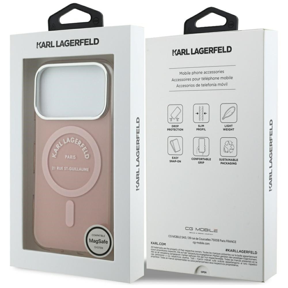 Futrola MagSafe za Apple iPhone 17 Pro, Karl Lagerfeld, IML Logo RSG, Roze