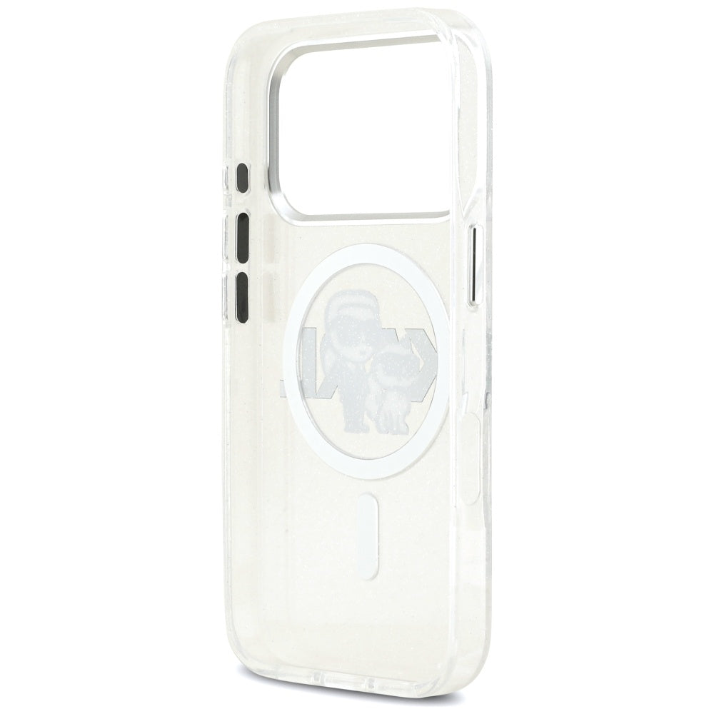 Futrola MagSafe za Apple iPhone 17 Pro, Karl Lagerfeld, IML Sketch Logo Glitter Karl & Choupette, Transparentna
