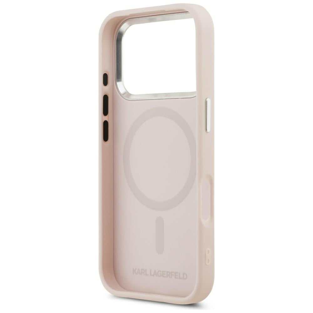 Futrola MagSafe za Apple iPhone 17 Pro, Karl Lagerfeld, Initial & Metal Logo, Roze