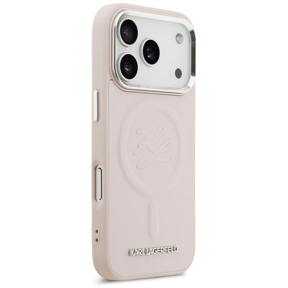 Futrola MagSafe za Apple iPhone 17 Pro, Karl Lagerfeld, Initial & Metal Logo, Roze