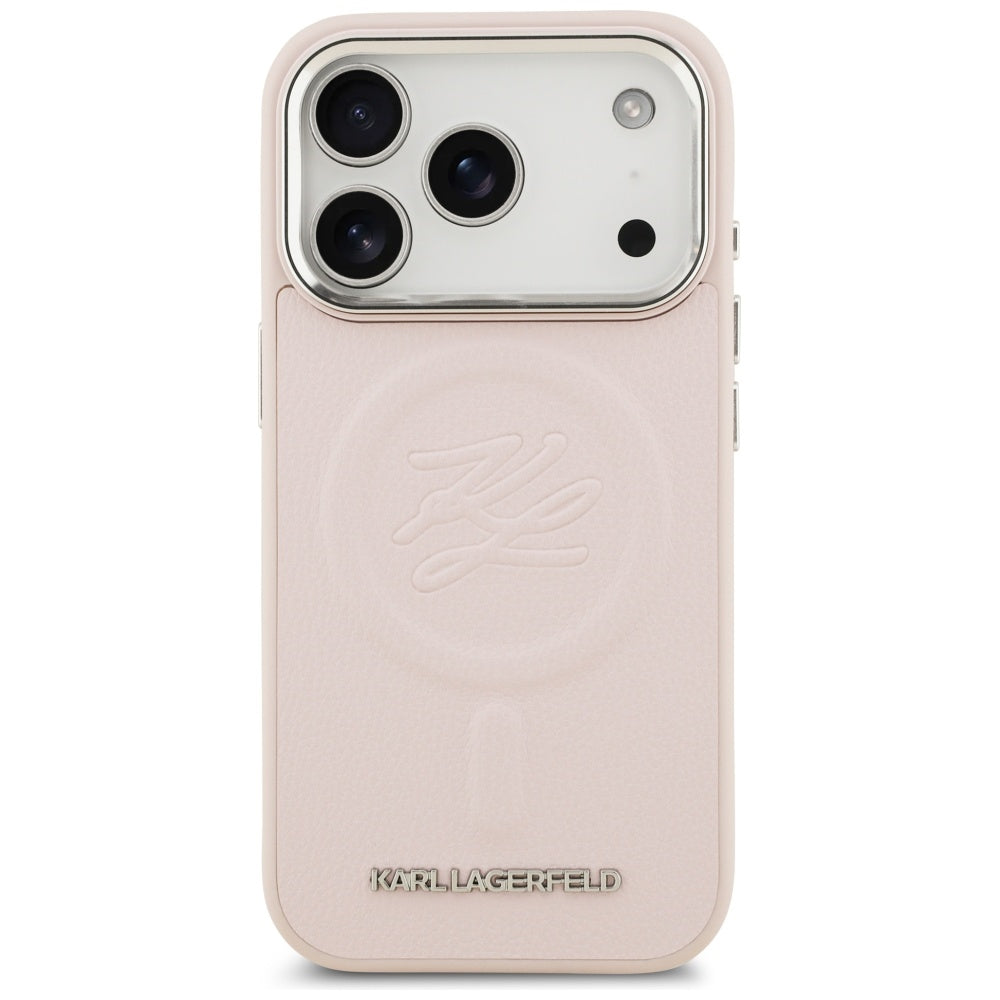 Futrola MagSafe za Apple iPhone 17 Pro, Karl Lagerfeld, Initial & Metal Logo, Roze
