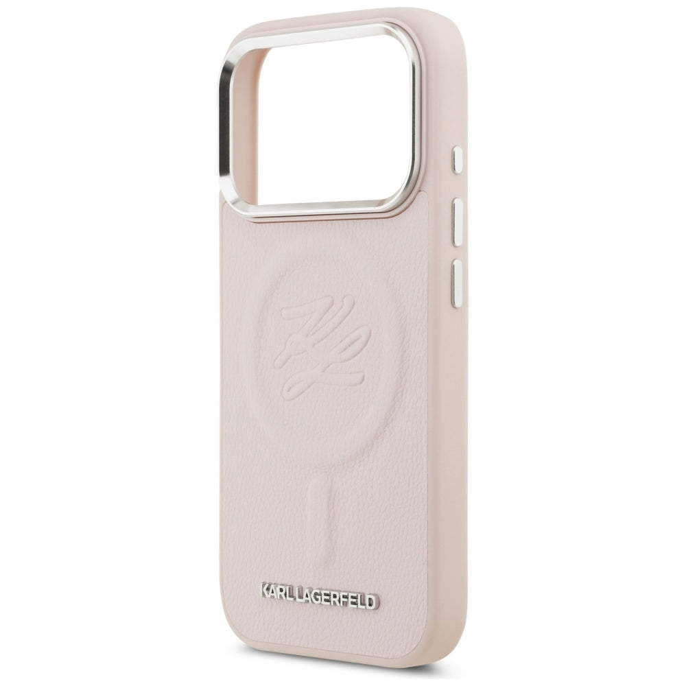 Futrola MagSafe za Apple iPhone 17 Pro, Karl Lagerfeld, Initial & Metal Logo, Roze