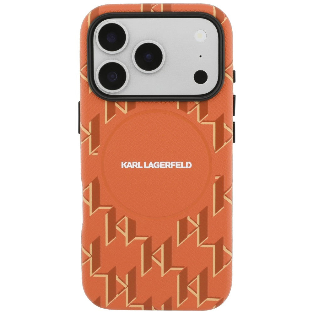 Futrola MagSafe za Apple iPhone 17 Pro, Karl Lagerfeld, KL Monogram Logo, Narandžasta