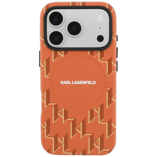 Futrola MagSafe za Apple iPhone 17 Pro, Karl Lagerfeld, KL Monogram Logo, Narandžasta