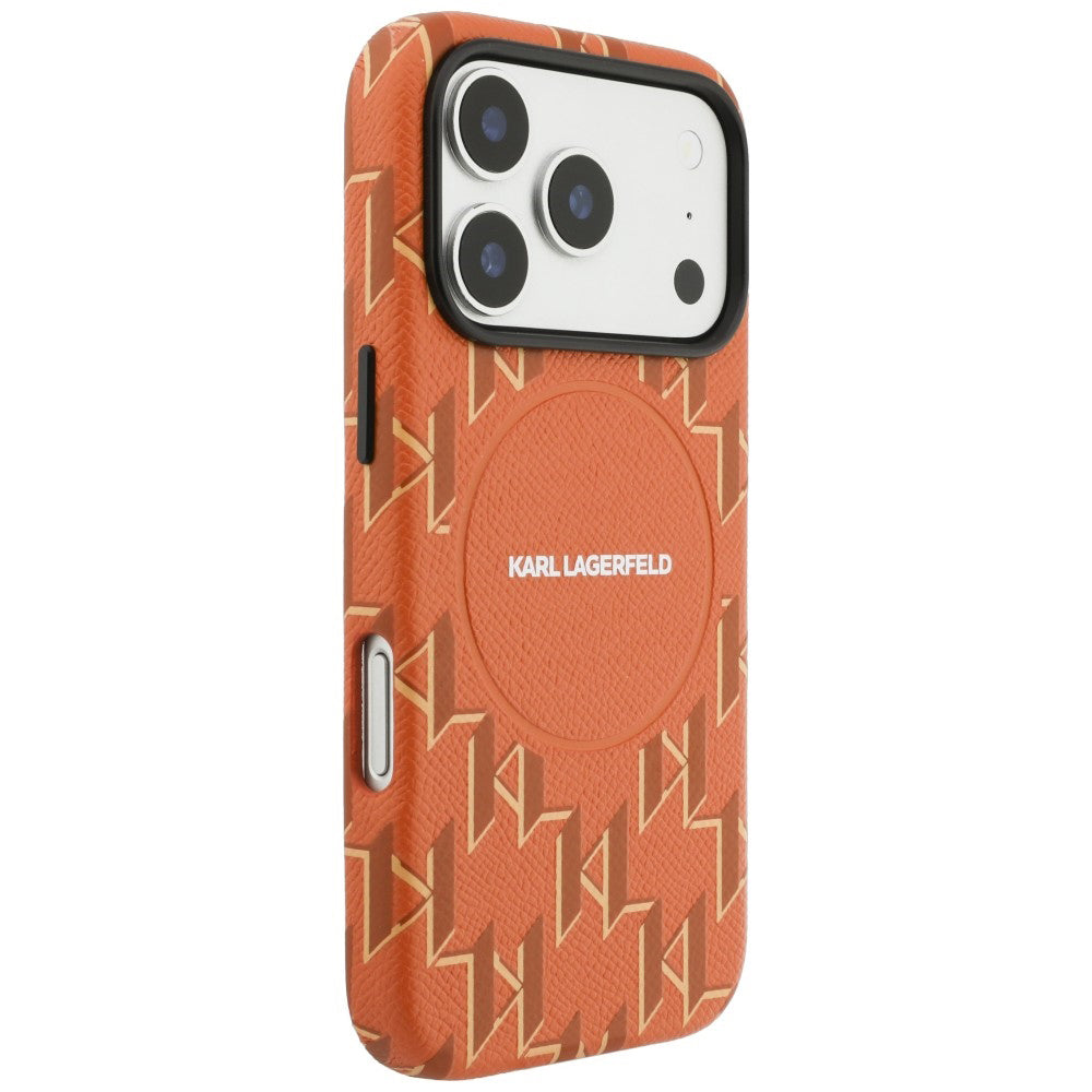 Futrola MagSafe za Apple iPhone 17 Pro, Karl Lagerfeld, KL Monogram Logo, Narandžasta